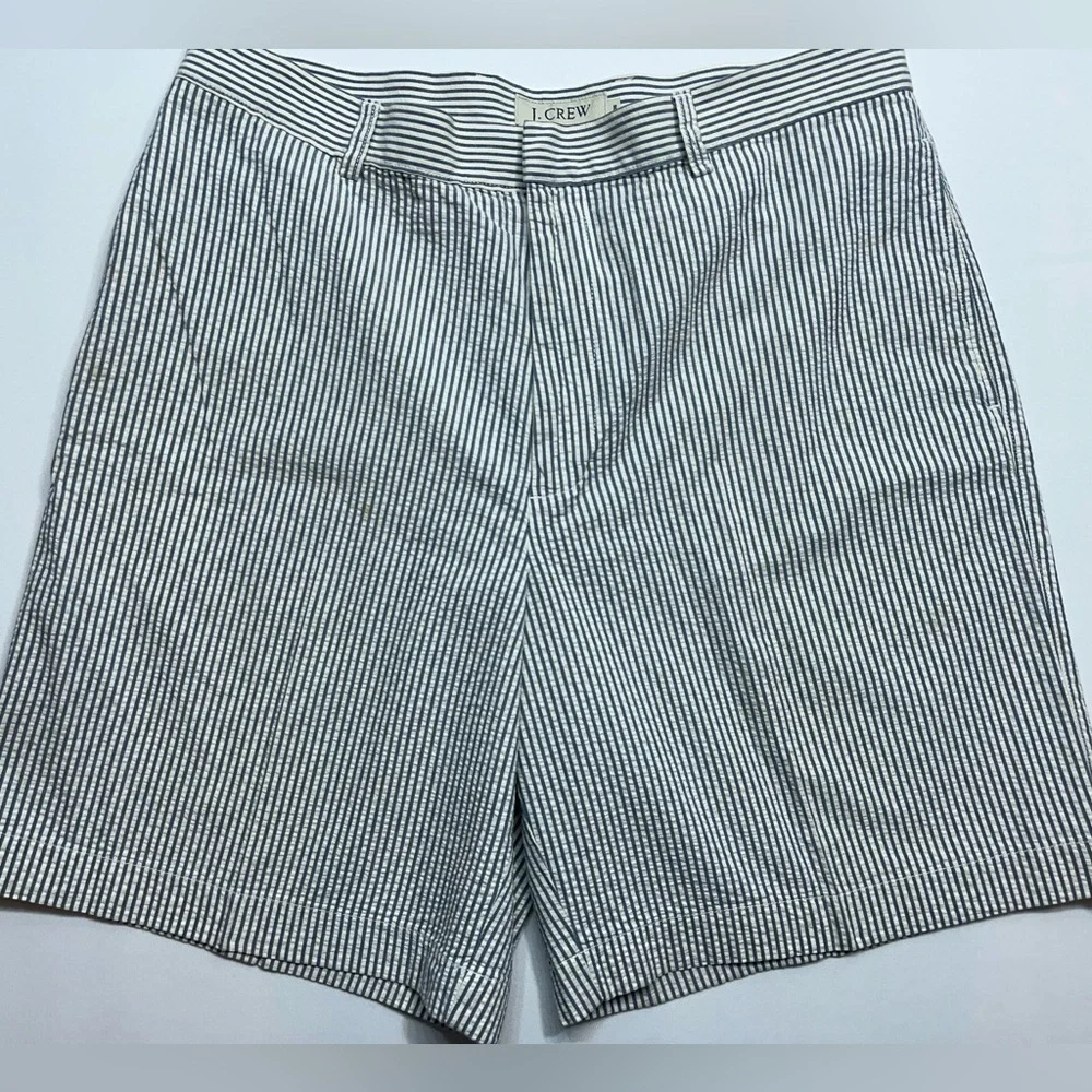 J. Crew Seersucker Shorts Blue Striped Mens Size 35 Golf Preppy 8.5 Inch Inseam